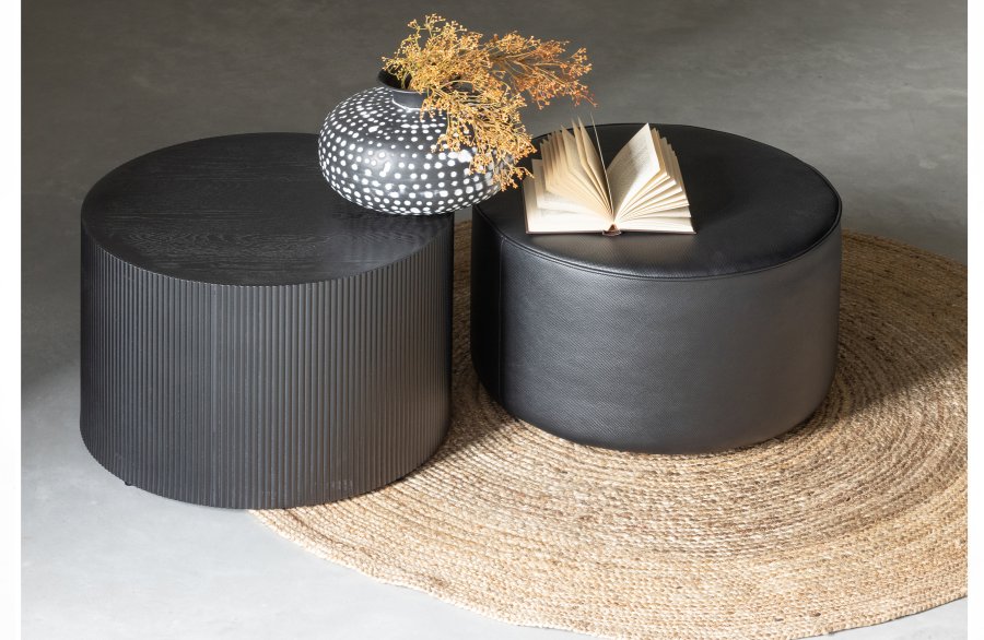 TRE EKSKLUSIVT Sanne sidebord, rundt - svart MDF (60)