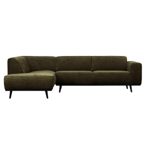 WOOOD Statement hjrnesofa, venstre - varm grn jacquard vvet stof