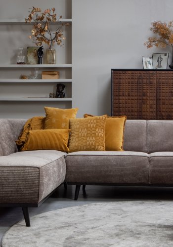 WOOOD Statement hjrnesofa, venstre - taupe jacquard vevd stoff