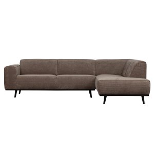 WOOOD Statement hjrnesofa, hjre - taupe jacquard vvet stof