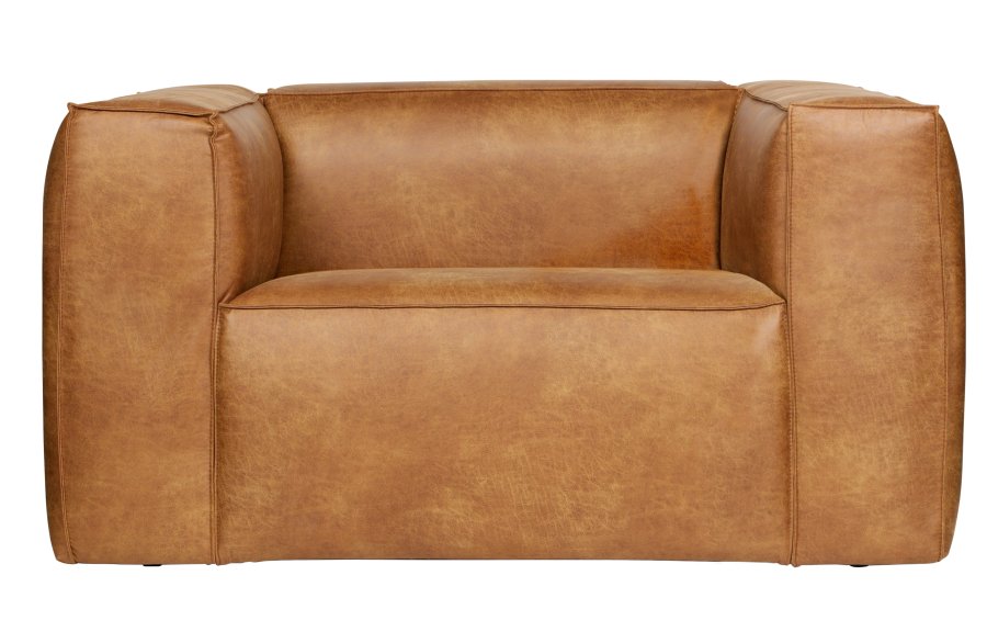 WOOOD Bean lenestol - cognac skinnfiber/polyester