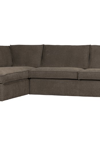 WOOOD Freddie hjrnesofa, venstre - brunmelert stoff