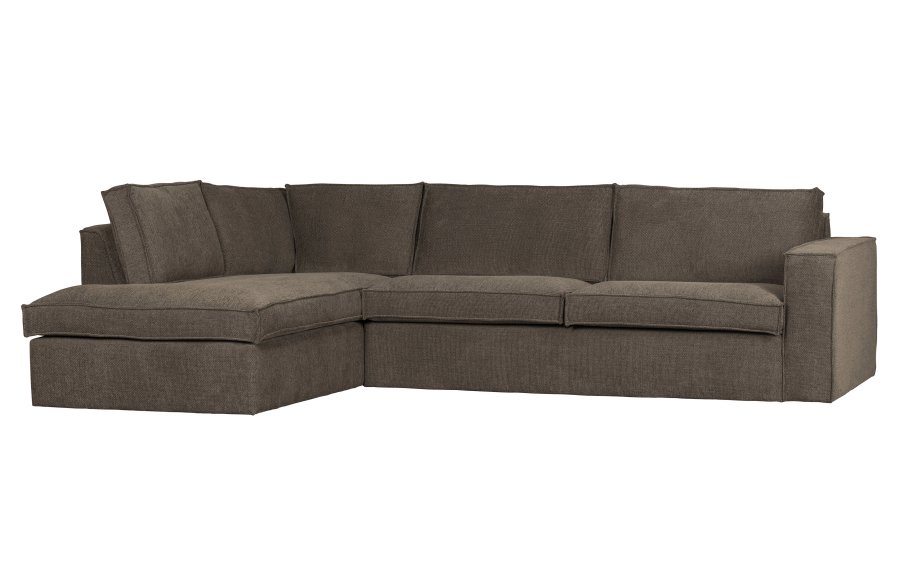 WOOOD Freddie hjrnesofa, venstre - brunmelert stoff