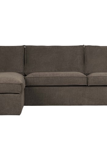 WOOOD Freddie hjrnesofa, venstre - brunmelert stoff