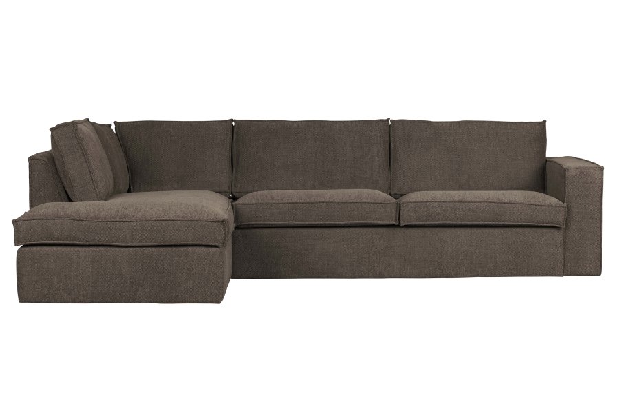 WOOOD Freddie hjrnesofa, venstre - brunmelert stoff