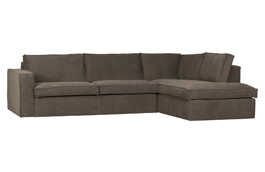 WOOOD Freddie hjrnesofa, hyre - brunmelert stoff