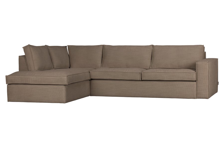 WOOOD Freddie hjrnesofa, venstre - brunmelert stoff