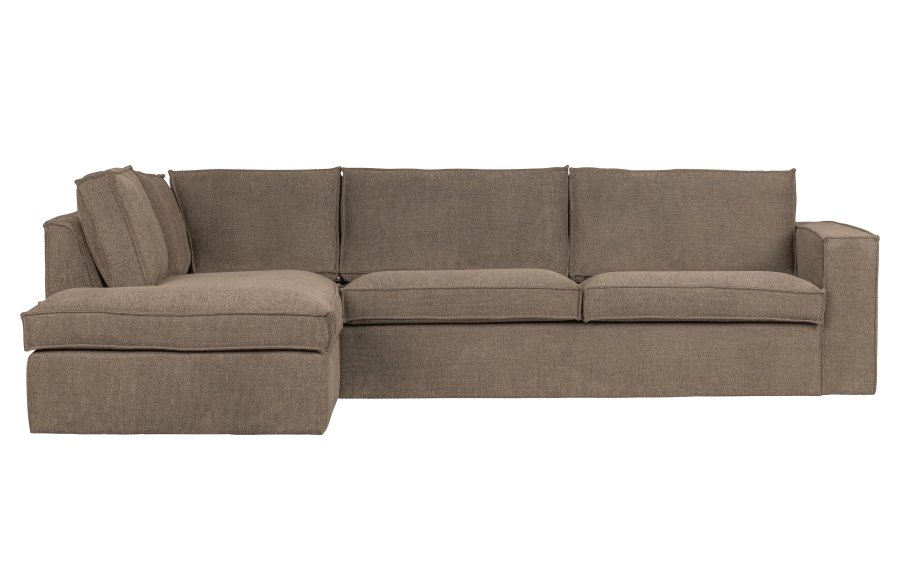 WOOOD Freddie hjrnesofa, venstre - brunmelert stoff