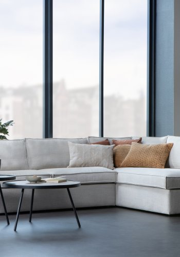 WOOOD Freddie hjrnesofa, hyre - naturlig melert stoff