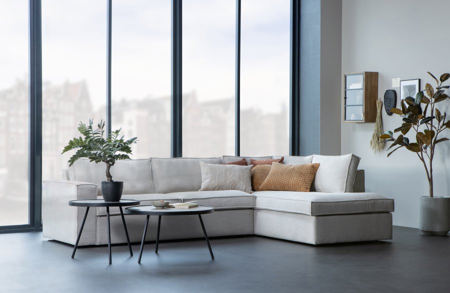 WOOOD Freddie hjrnesofa, hyre - naturlig melert stoff