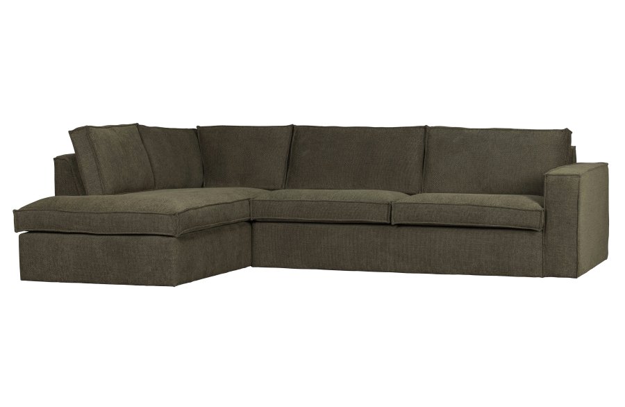 WOOOD Freddie hjrnesofa, venstre - varm grnnmelert stoff