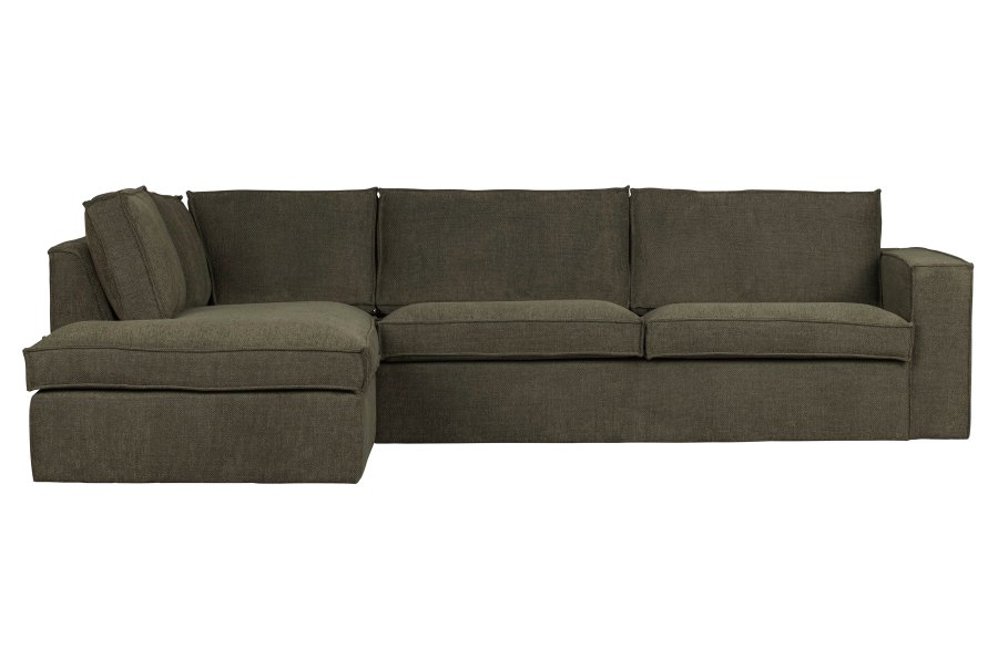 WOOOD Freddie hjrnesofa, venstre - varm grnnmelert stoff