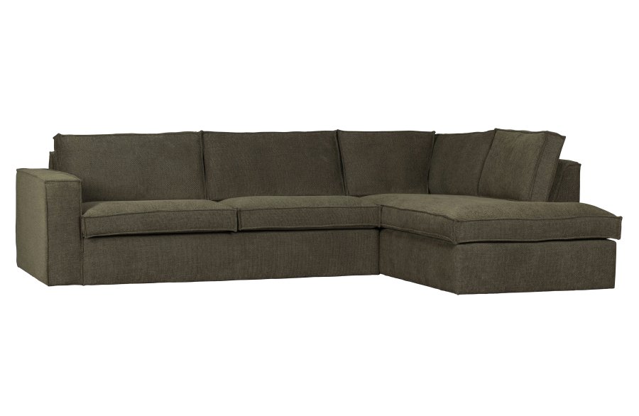 WOOOD Freddie hjrnesofa, hyre - varm grnnmelert stoff