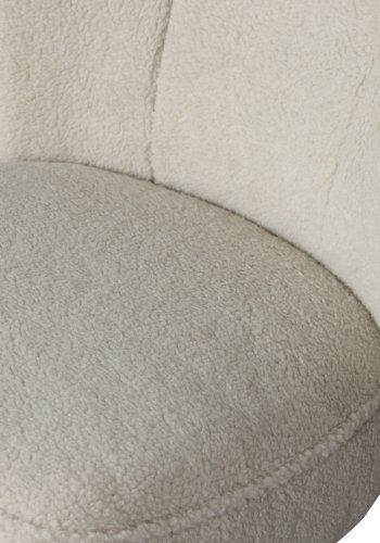 WOOOD Sara lenestol - off-white polyester teddystoff og tre
