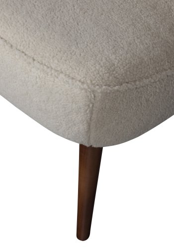 WOOOD Sara lenestol - off-white polyester teddystoff og tre