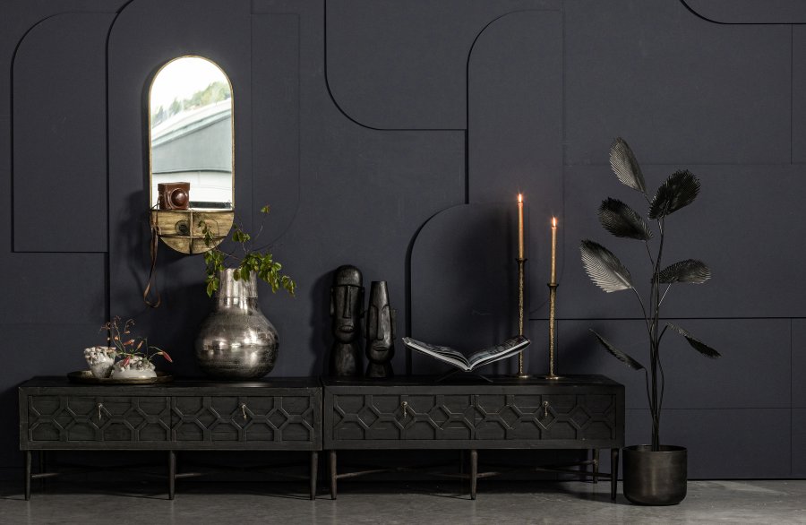 WOOOD Collection kunstig plante, justerbar - svart metall (H:141)