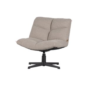 WOOOD EXCLUSIVE Vinny snurrstol - äkta bouclé polyester och svart metall