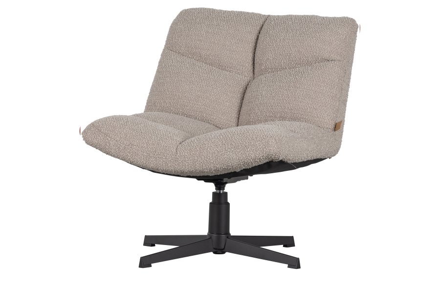 WOOOD EKSKLUSIV Vinny svingstol - ekte bouclé polyester og sort metall