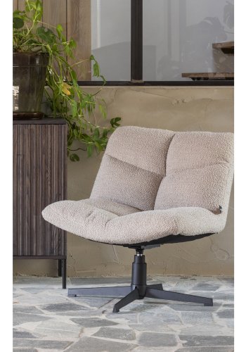 WOOOD EKSKLUSIV Vinny svingstol - ekte bouclé polyester og sort metall