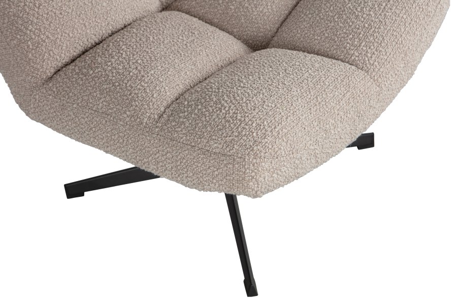 WOOOD EKSKLUSIV Vinny svingstol - ekte bouclé polyester og sort metall