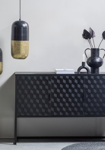 WOOOD EXCLUSIVE Tirsa taklampe, rund - messing og sort metall (H:46)