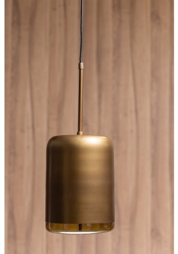 WOOOD EXCLUSIVE Safa loftlampe, lodret - brunsort glas og antik messing metal