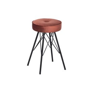 WOOOD Bella taburet, rund - mursten rd polyester fljl og sort metal (33)