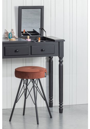 WOOOD Bella krakk, rund - mursteinsrd polyesterflyel og svart metall (33)