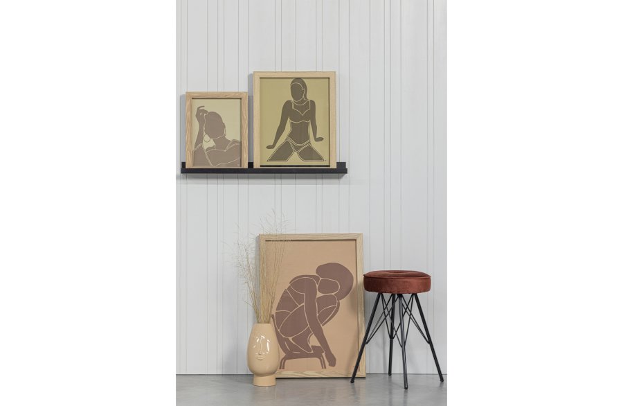 WOOOD Bella krakk, rund - mursteinsrd polyesterflyel og svart metall (33)