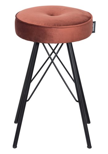 WOOOD Bella krakk, rund - mursteinsrd polyesterflyel og svart metall (33)