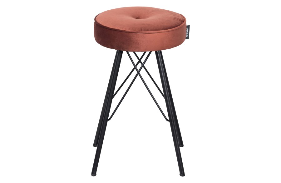 WOOOD Bella krakk, rund - mursteinsrd polyesterflyel og svart metall (33)