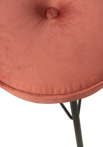 WOOOD Bella krakk, rund - mursteinsrd polyesterflyel og svart metall (33)