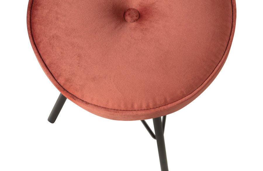 WOOOD Bella krakk, rund - mursteinsrd polyesterflyel og svart metall (33)