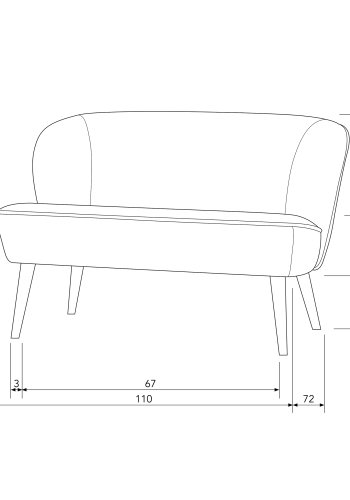 WOOOD Sara liten sofa - off-white polyester teddystoff og tre