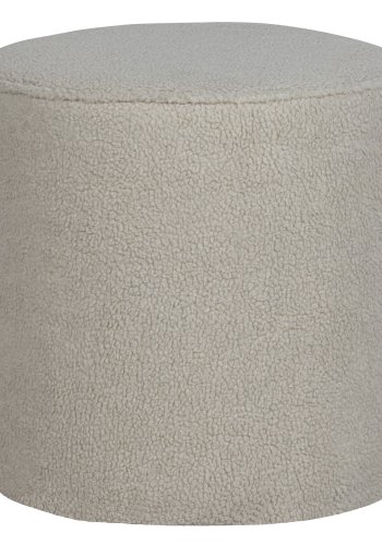 WOOOD Sara hy puff, rund - off-white polyester teddystoff (46)