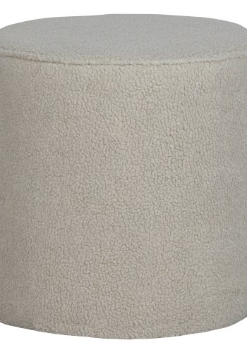 WOOOD Sara hy puff, rund - off-white polyester teddystoff (46)