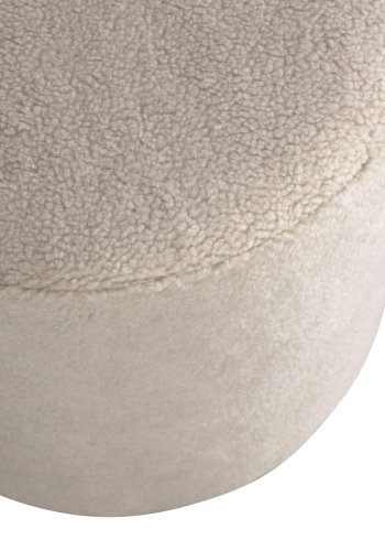 WOOOD Sara hy puff, rund - off-white polyester teddystoff (46)