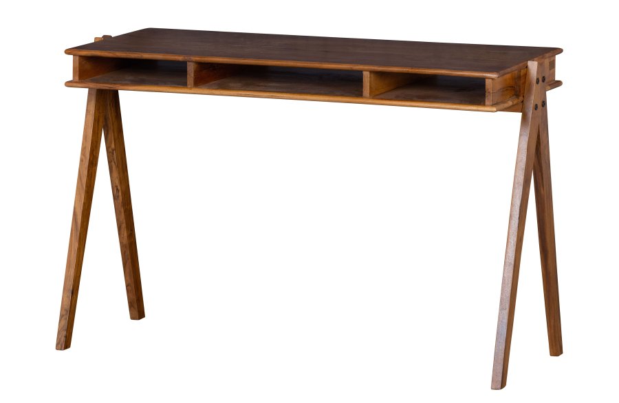 Schreibtisch der WOOOD Collection, mit 3 offenen Fächern – braunes Akazienholz (120x50)