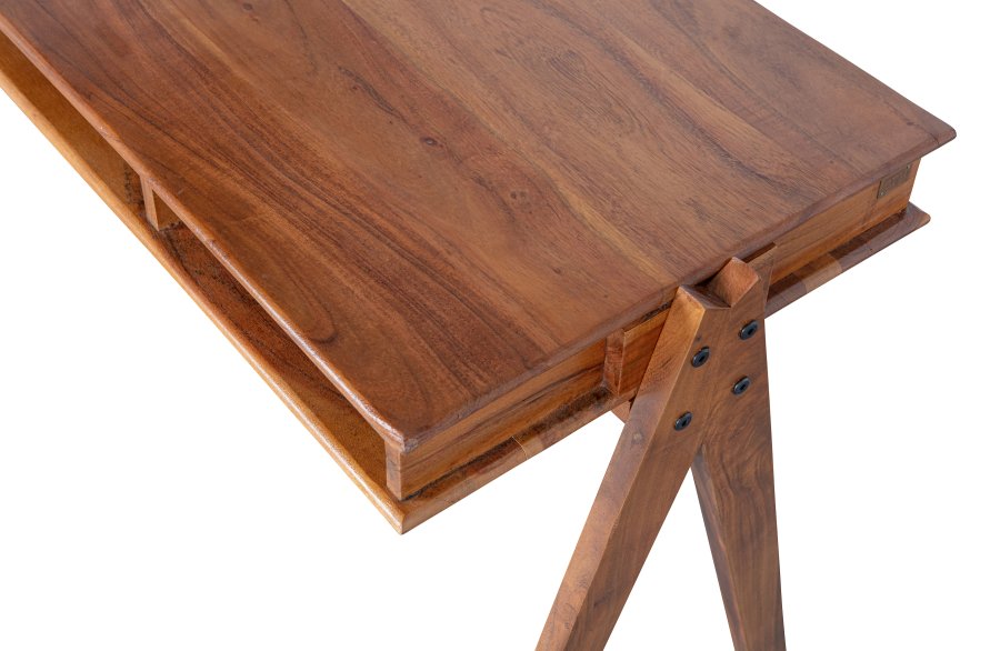 Schreibtisch der WOOOD Collection, mit 3 offenen Fächern – braunes Akazienholz (120x50)