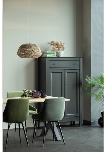 WOOOD Tablo spisebord, rektangulrt - naturlig eik og sort stl (160x90)