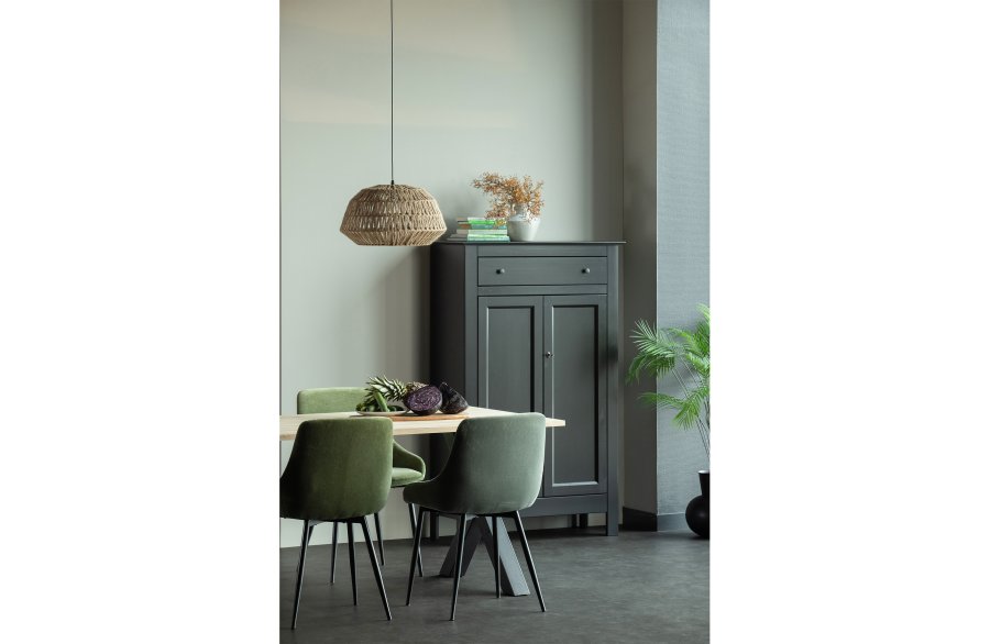 WOOOD Tablo spisebord, rektangulrt - naturlig eik og sort stl (160x90)