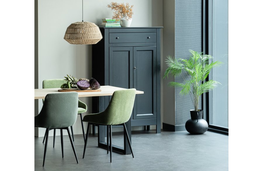 WOOOD Tablo spisebord, rektangulrt - naturlig eik og sort stl (160x90)