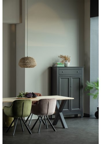 WOOOD Tablo spisebord, rektangulrt - naturlig eik og sort stl (200x90)