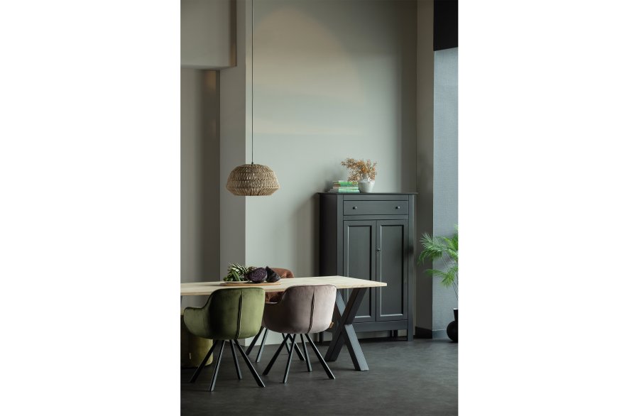 WOOOD Tablo spisebord, rektangulrt - naturlig eik og sort stl (200x90)