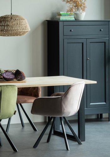 WOOOD Tablo spisebord, rektangulrt - naturlig eik og sort stl (200x90)