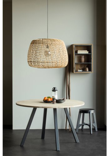 WOOOD Tablo spisebord, rundt - naturlig eik og sort stl (120)