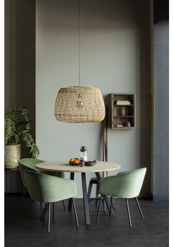 WOOOD Tablo spisebord, rundt - naturlig eik og sort stl (120)