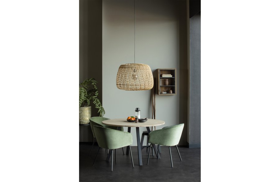 WOOOD Tablo spisebord, rundt - naturlig eik og sort stl (120)