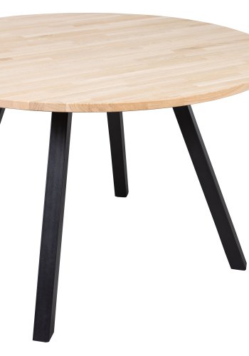 WOOOD Tablo spisebord, rundt - naturlig eik og sort stl (120)