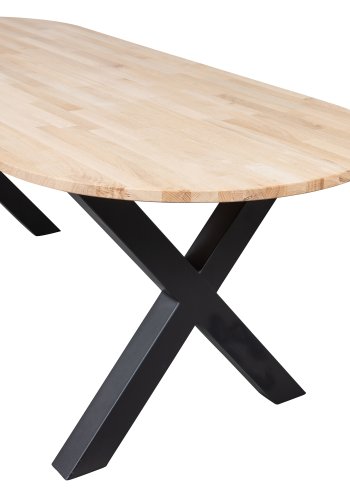 WOOOD Tablo spisebord, ovalt - naturlig eik og sort stl (220x90)